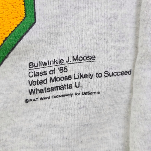 Rare Vintage Bullwinkle J Moose Whatsamatta University Class Of 65 Sweatshirt XL - Picture 3 of 6
